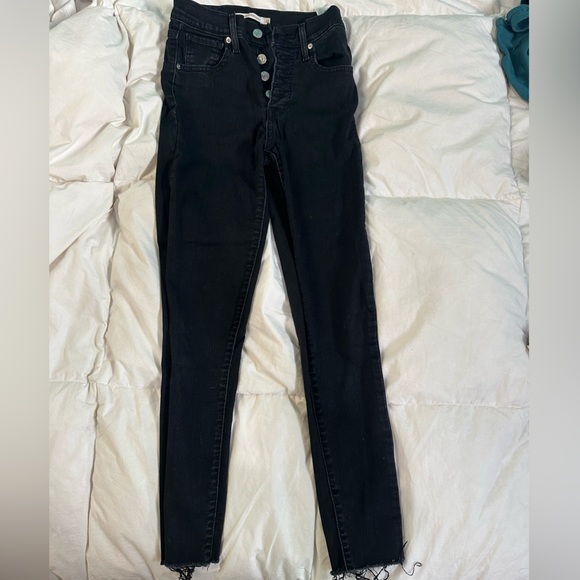 Levi's Denim - Black Mile High Levi’s Super Skinny Jeans with Silver Buttons